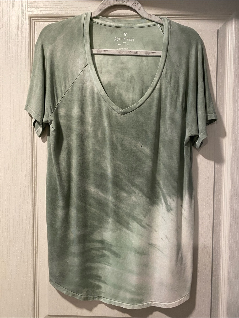 American Eagle M Green Tie Dye Short Sleeve Top